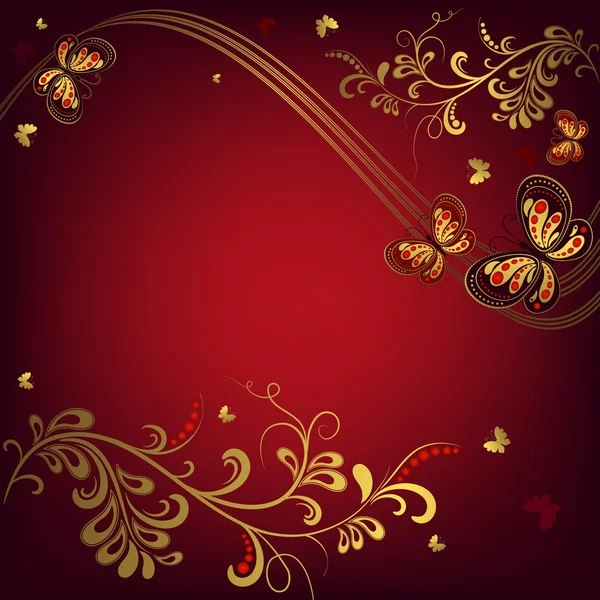 Cadre floral rouge décoratif — Image vectorielle