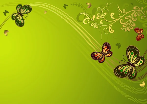 Decorativo cornice floreale verde — Vettoriale Stock