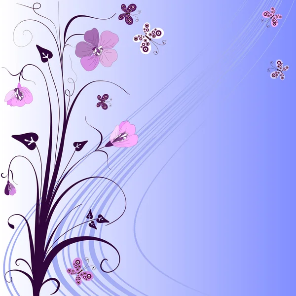Διακοσμητικό μπλε floral πλαίσιο — Διανυσματικό Αρχείο