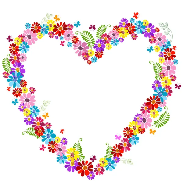 装飾的なバレンタインの花のフレーム — ストックベクタ