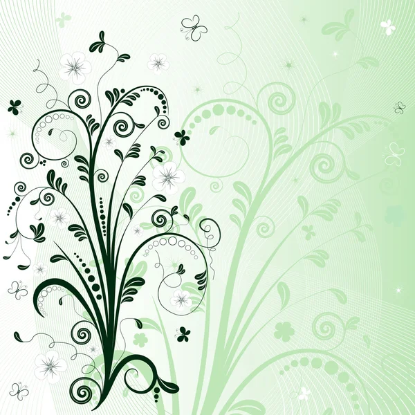 Grön blommig ram (vektor) — Stock vektor