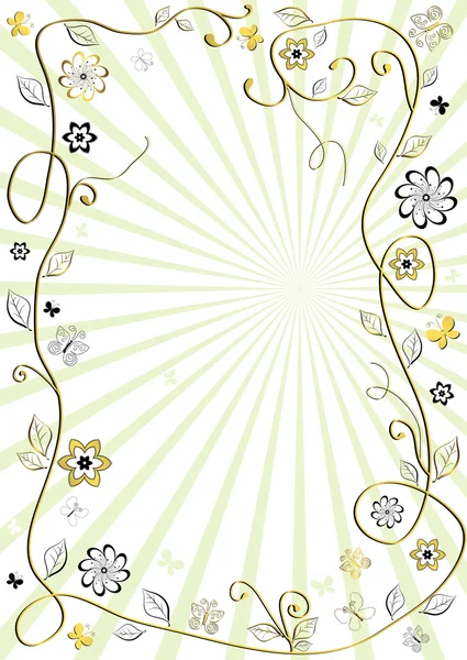 白と金の花のフレーム — ストックベクタ