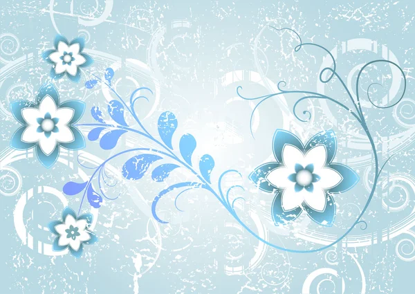 Grunge moldura floral azul — Vetor de Stock