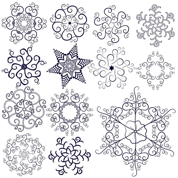 Collection nouveaux flocons de neige — Image vectorielle