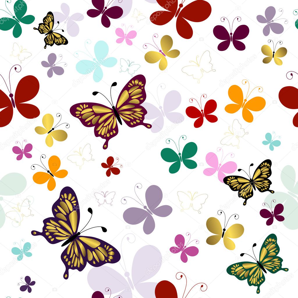 Seamless pattern with butterflies — Stock Vector © OlgaDrozd #3213245