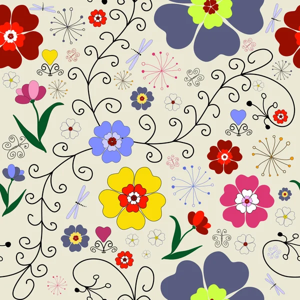 Patrón floral sin costuras — Archivo Imágenes Vectoriales