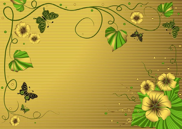 Marco decorativo floral de oro — Archivo Imágenes Vectoriales