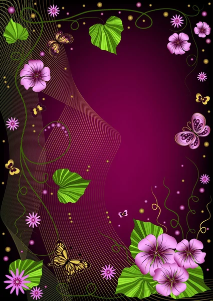 装饰暗紫花卉帧 — 图库矢量图片