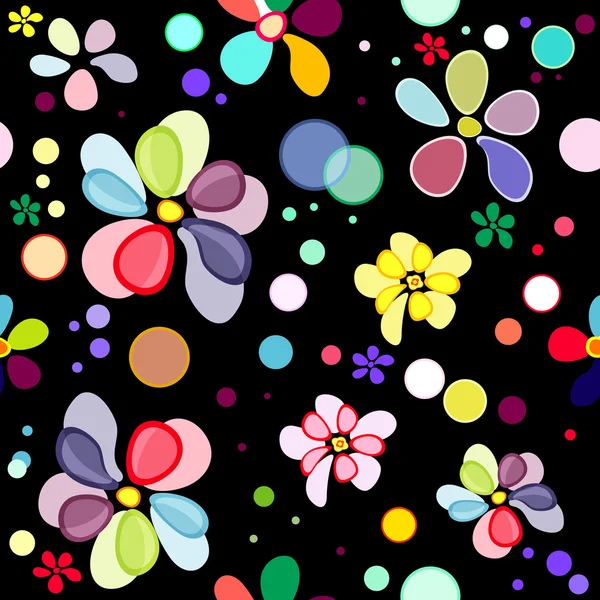 Motif floral noir sans couture — Image vectorielle