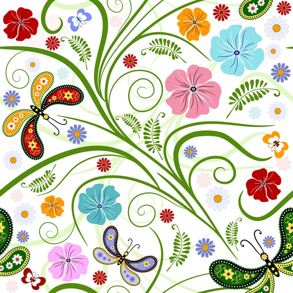Patrón blanco floral sin costuras — Archivo Imágenes Vectoriales