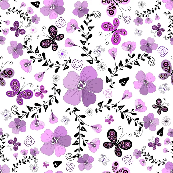 Seamless floral white pattern — Stock Vector