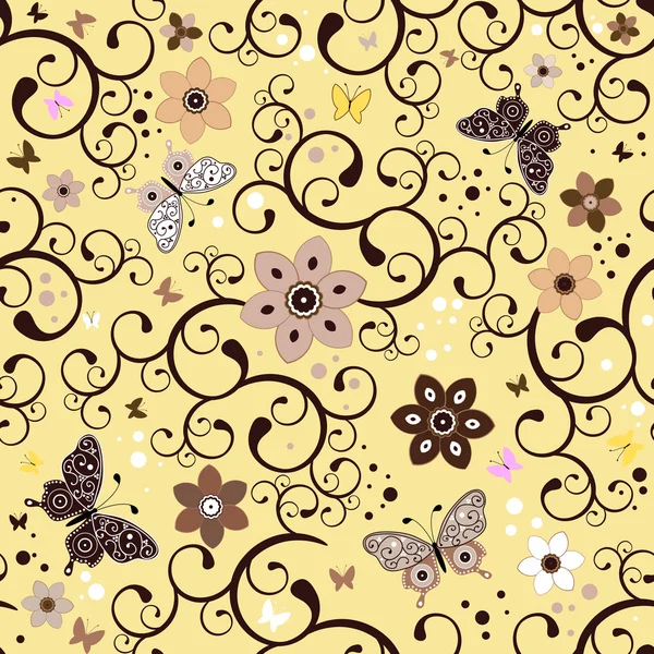 Patrón amarillo floral sin costuras — Archivo Imágenes Vectoriales