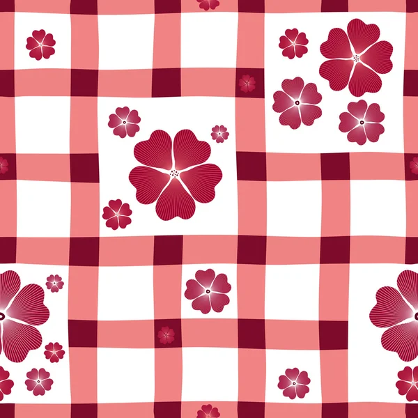 stock vector Red-white floral seamless pattern