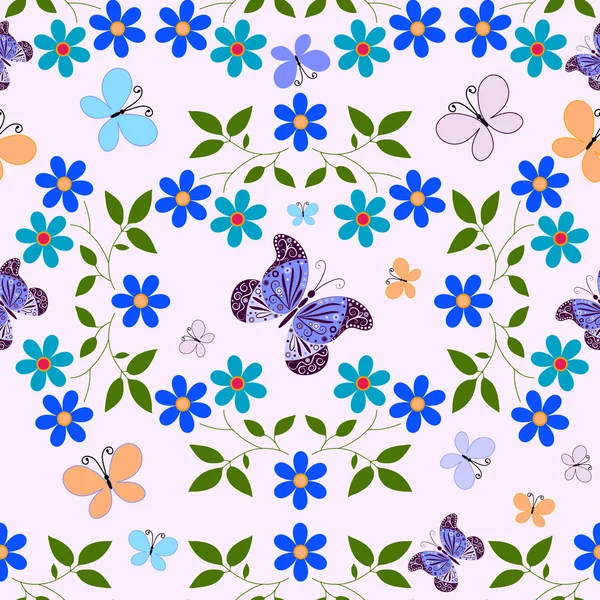 Modèle blanc floral sans couture — Image vectorielle