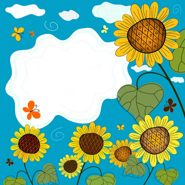 向日葵的夏天背景 免版税图库插图