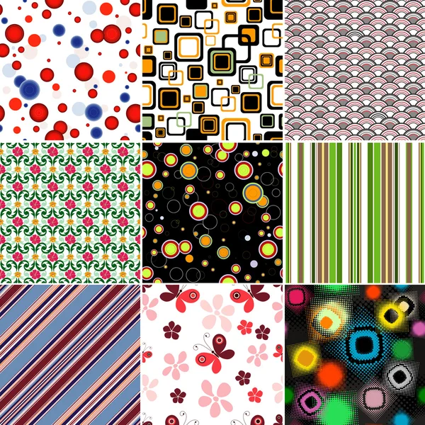 Set kleurrijke naadloze patronen — Stockvector