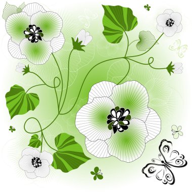 Gentle white-green floral background clipart