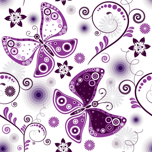 Sich wiederholendes florales weiß-violettes Muster — Stockvektor