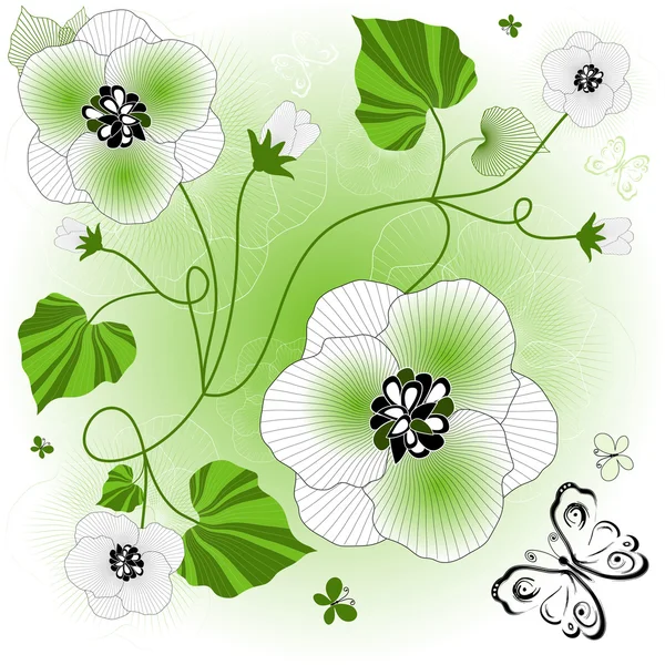 Suave fundo floral branco-verde — Vetor de Stock
