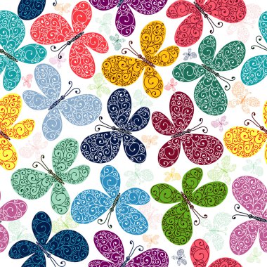 Seamless pattern with butterflies (vector) clipart