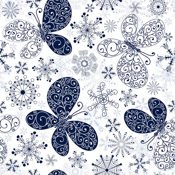 Wit-blauw Kerst patroon (Seamless) — Stockvector