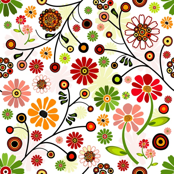 Florales, lebendiges, nahtloses Muster — Stockvektor