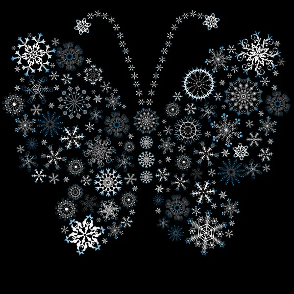Weihnachten Schneeflocken-Schmetterling — Stockvektor