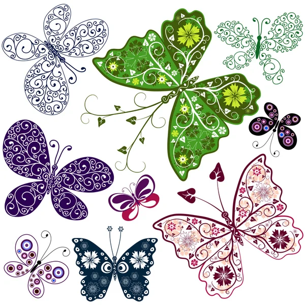 Abstract Butterflies (Set) — Stock Vector