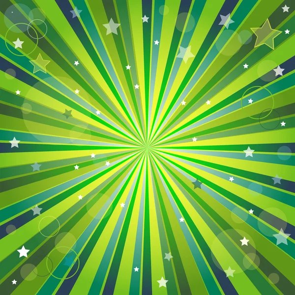 Abstract green and yellow background with rays — Stock Vector