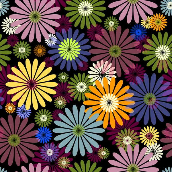 Άνευ ραφής λουλουδάτο μοτίβο μαύρο — Διανυσματικό Αρχείο