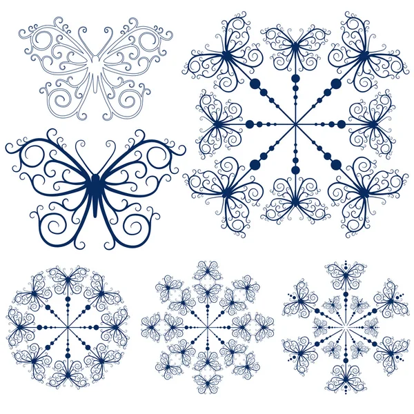 Collectie blauwe sneeuwvlokken — Stockvector