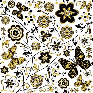 Seamless white floral pattern (vector) clipart