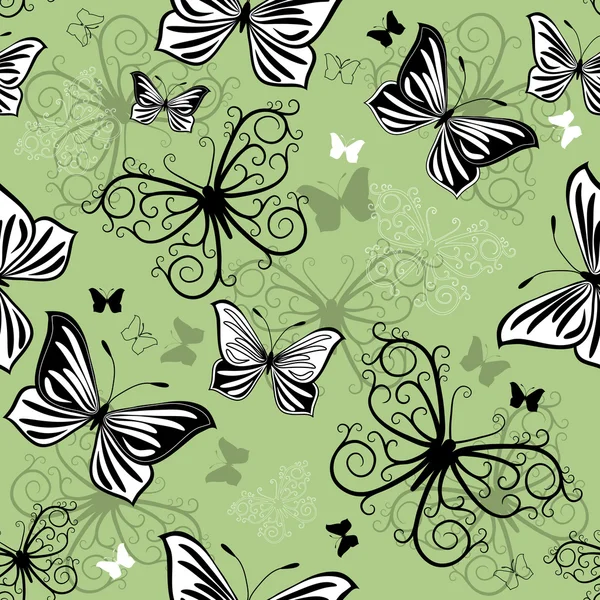 Motif vert-noir-blanc sans couture — Image vectorielle