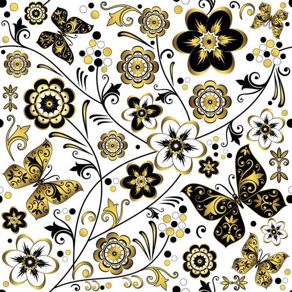 Patrón floral blanco sin costuras (vector ) — Archivo Imágenes Vectoriales