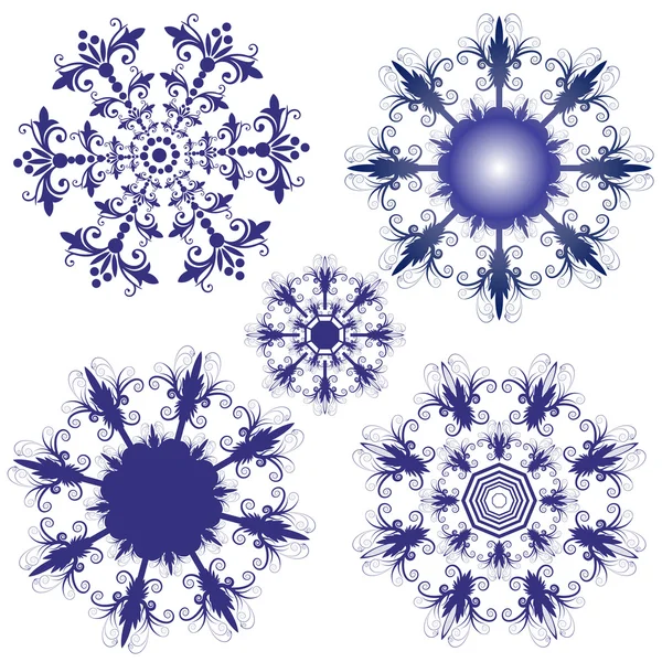 Set violet sneeuwvlokken — Stockvector