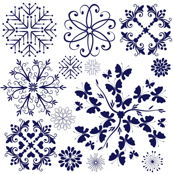 Collection flocons de neige violets — Image vectorielle