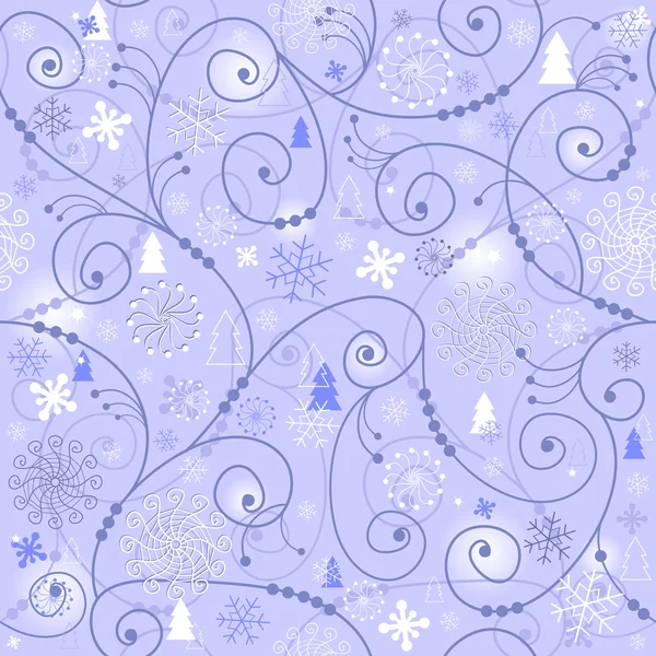 Blauw-wit Kerstmis naadloze patroon — Stockvector