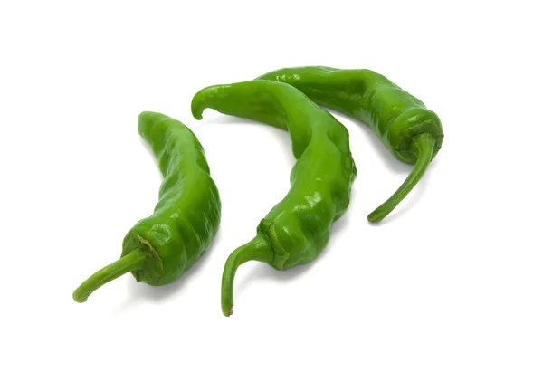 Drie groene pepers — Stockfoto