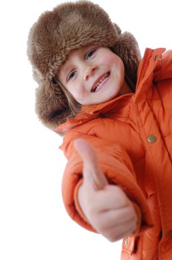 Child wearing winter clothing clipart