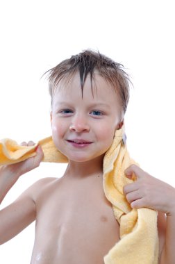 Child with towel clipart