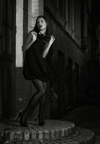 Noche en la ciudad. retrato de glamour femenino —  Fotos de Stock