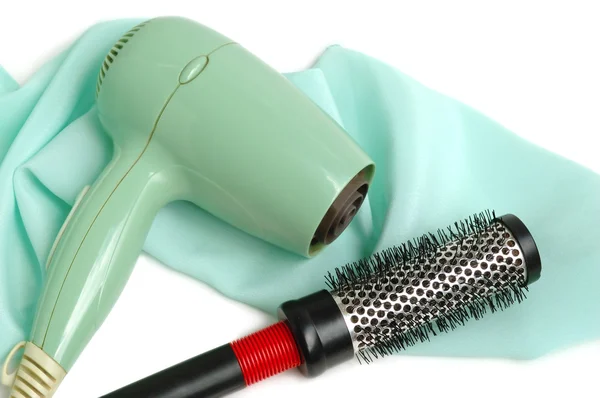 Hair dryer and hairbrush — Stock Photo, Image