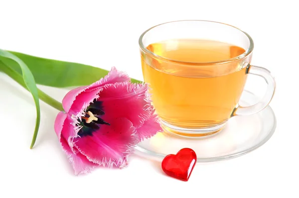 Čaj a tulipány — Stock fotografie