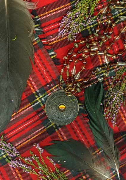 赤のスコットランドの格子縞 — ストック写真