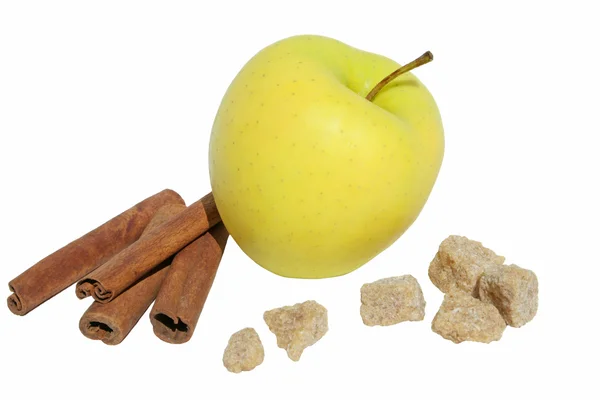 Jablko se skořicí a cukrem — Stock fotografie