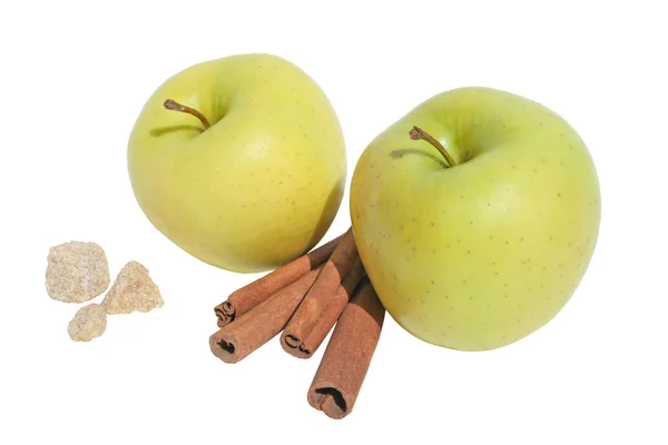 Äpple med kanel och socker — Stockfoto