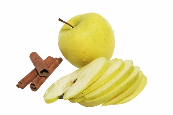 Äpple med kanel och socker — Stockfoto