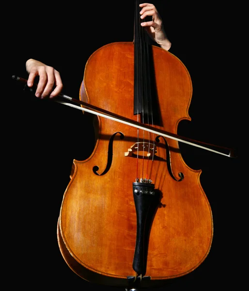 Cello op zwart — Stockfoto