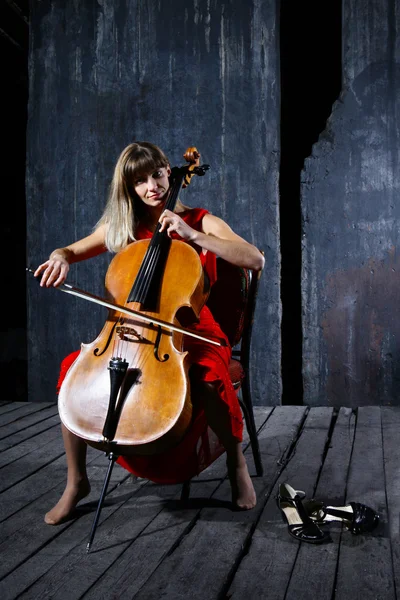 Hermoso músico de violonchelo —  Fotos de Stock