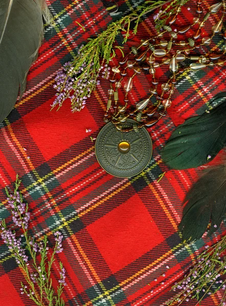 赤のスコットランドの格子縞. — ストック写真
